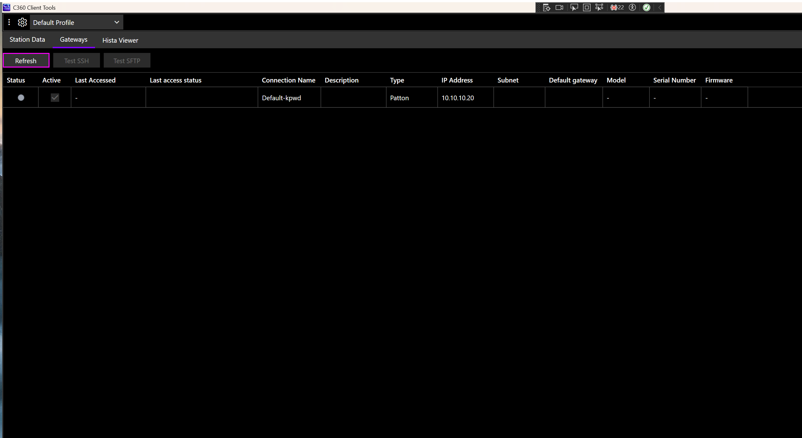 Gateway management with connectivity status