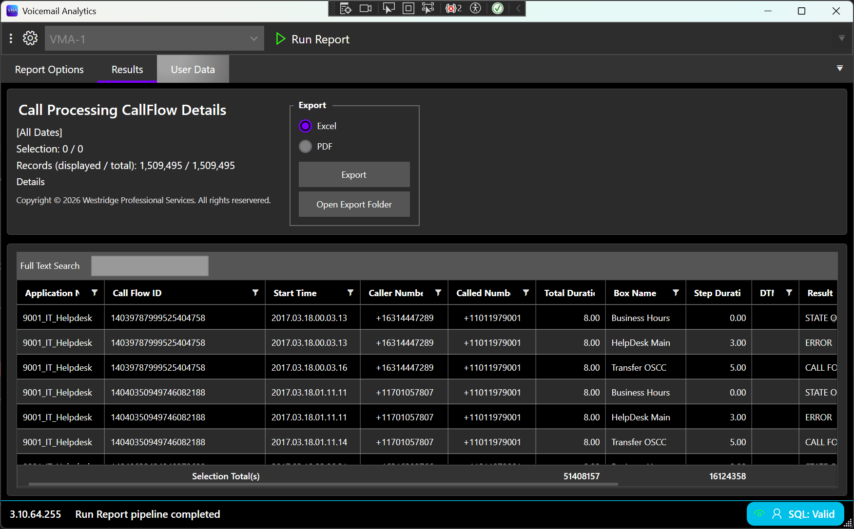 Call Flow Details report